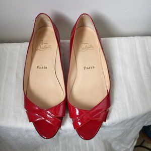 Christian Louboutin Red Patent Flat Shoes